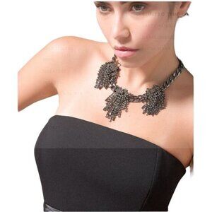 White House Black Market Statement Necklace Hematite New $100